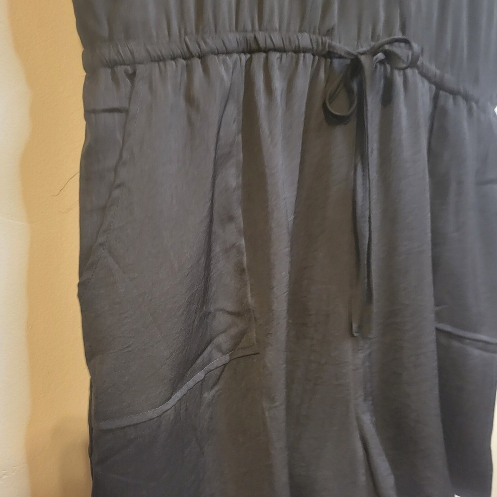 Promesa Black Short Sleeve Button Front Utility‎ Romper XL Drawstring Waist Boho - Picture 5 of 12